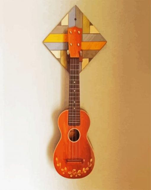 Wooden Brown Ukulele paint by numbers