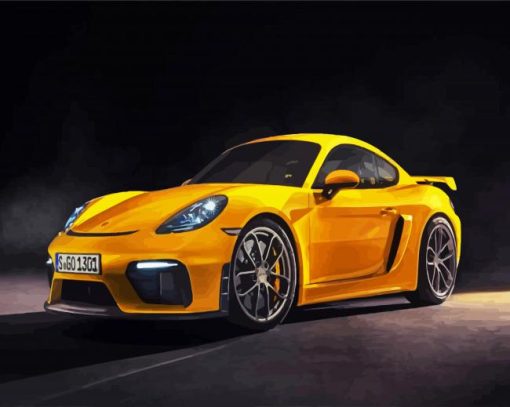 Yellow Porsche Cayman paint by numbers