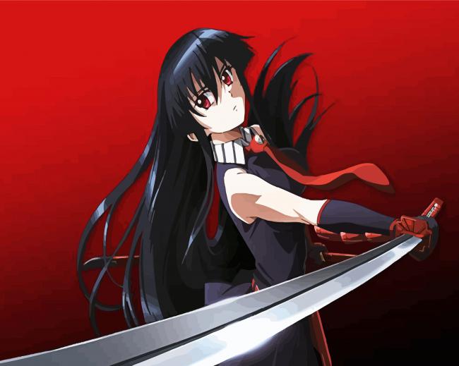 Akame Character With Katana paint by numbers