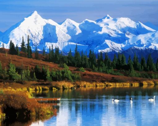 Denali Snowy Mountains paint by numbers