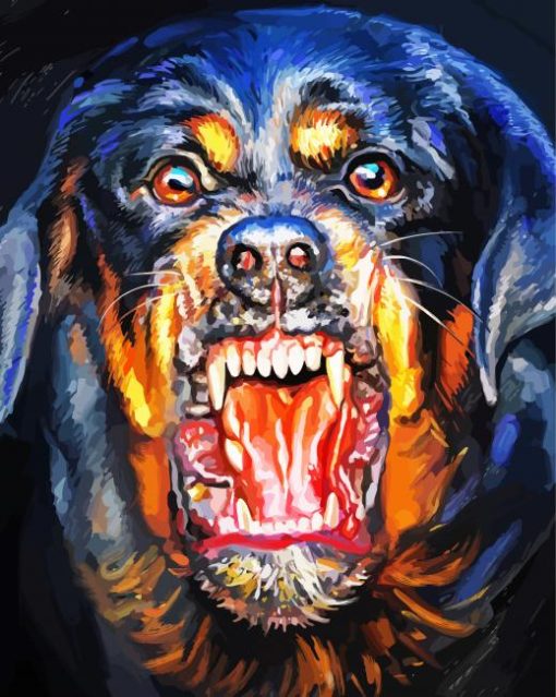 Angry Rottweiler Dog paint by numbers