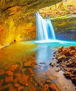 Arkansas Waterfall Landscape paint by numbers