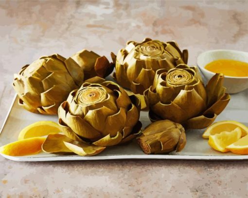 Artichokes With Lemon paint by numbers