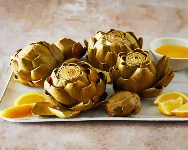 Artichokes With Lemon paint by numbers
