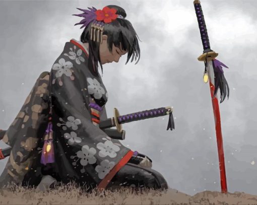 Asian Girl And Katana paint by numbers