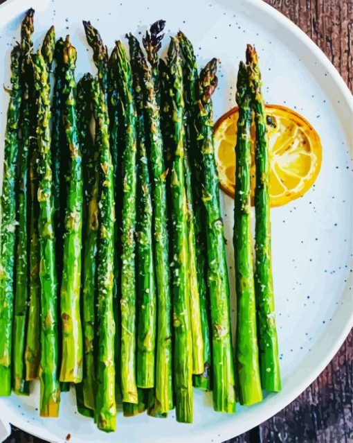 Asparagus Dish With Lemon paint by numbers