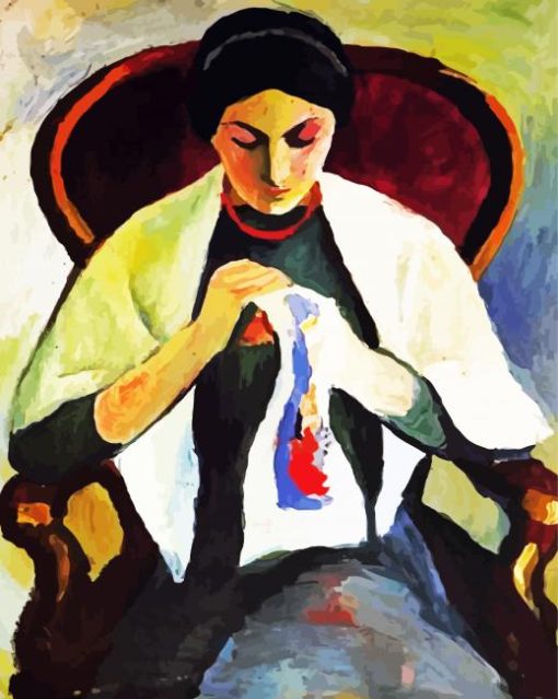 Woman Sewing paint by numbers