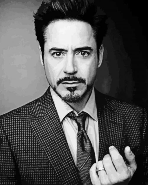 Black And White Robert Downey Jr paint by numbers