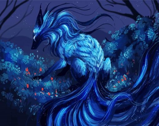Blue Nine Tailed Fox paint by numbers