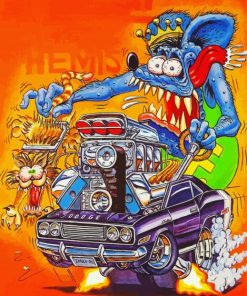 Blue Rat Fink paint by numbers
