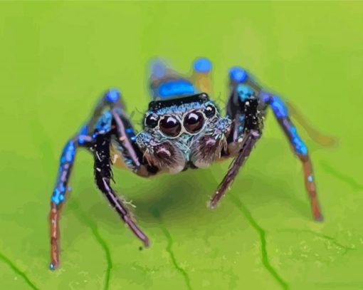 Blue Spider Insect paint by numbers