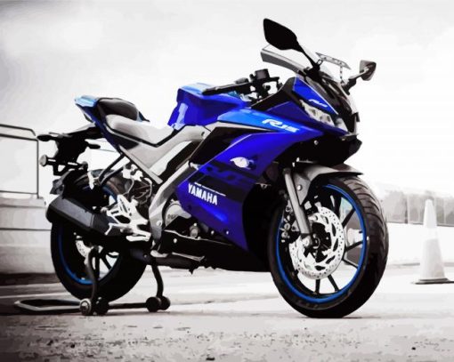 Blue Yamaha R15 V3 paint by numbers
