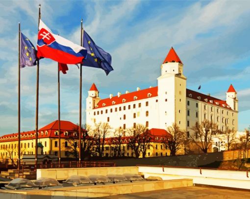Aesthetic Bratislava Castle paint by numbers