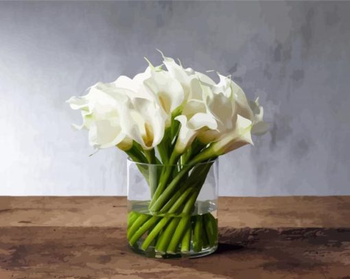 Calla Lilies In Glass Vase paint by numbers