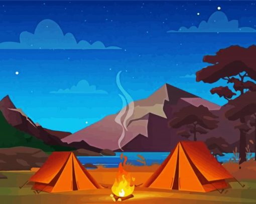Camp Tents At Night paint by numbers