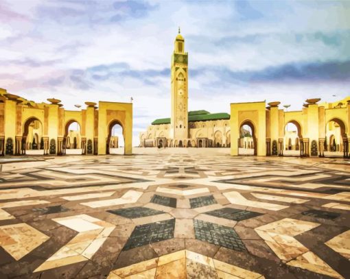 Hassan II Mosque Square paint by numbers