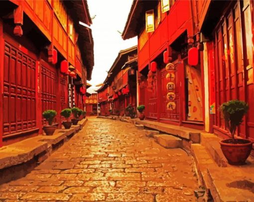 Chinese Traditional Alley paint by numbers