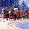 Christmas Clydesdale Horses paint by numbers