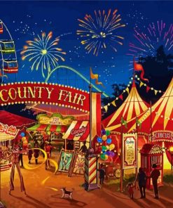 Circus Tents At Night paint by numbers
