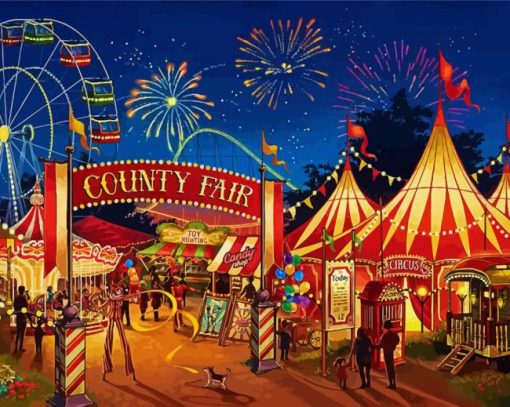 Circus Tents At Night paint by numbers