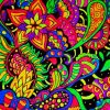 Colorful Psychedelic Flowers paint by numbers