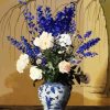 Delphiniums And Roses In Vase paint by numbers