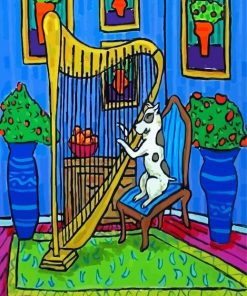 Dog Playing Harp paint by numbers