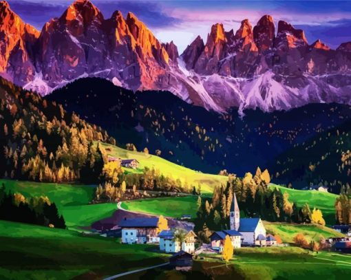 Dolomites Nature Scene paint by numbers