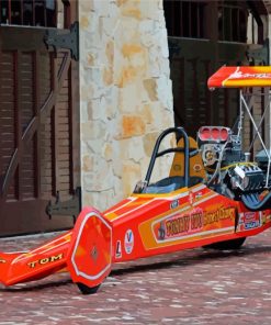 Orange Dragster Racing Car paint by numbers