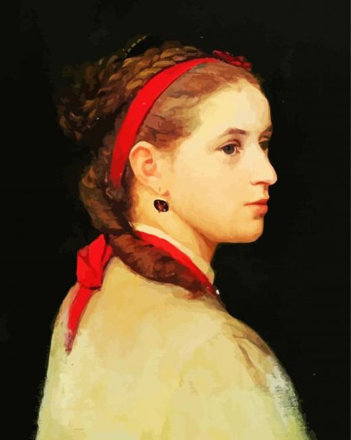 Girl With Red Ribbon paint by numbers