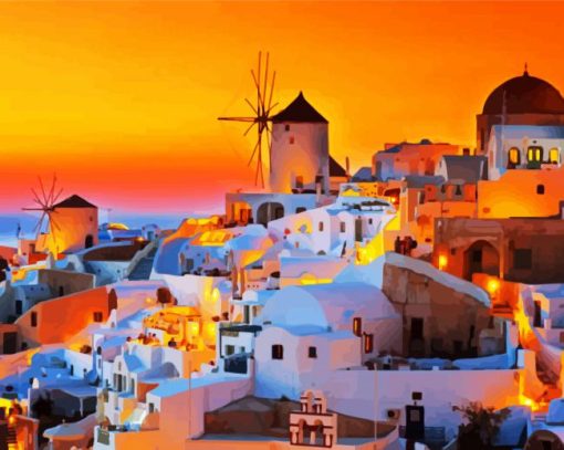 Aesthetic Thira City paint by numbers