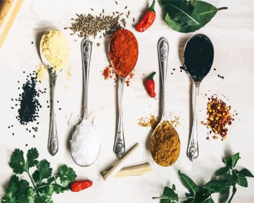 Spoons Of Herbs And Spices paint by numbers