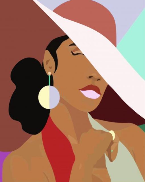 Illustration African Girl In Hat paint by numbers