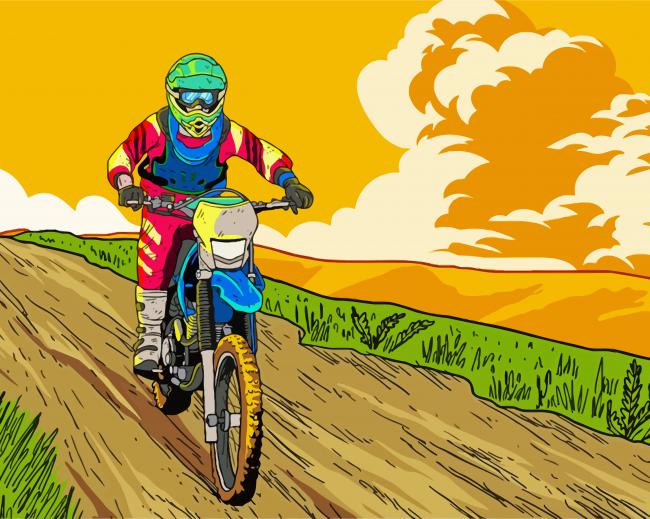 Illustration Dirt Bike Driver paint by numbers