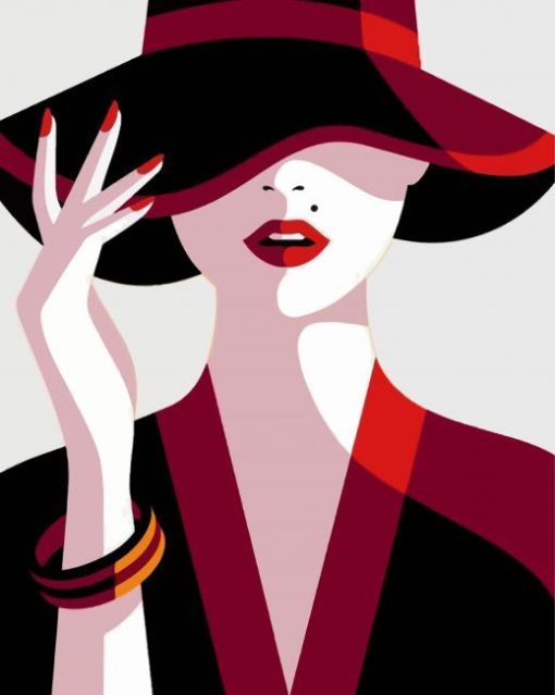 Illustration Lady In Hat paint by numbers