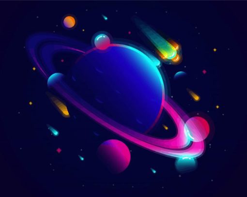 Illustration Saturn Planet paint by numbers