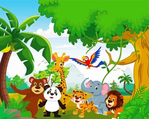 Jungle Safari Animals paint by numbers