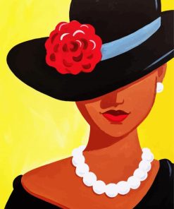 Lady In Hat With Flower paint by numbers