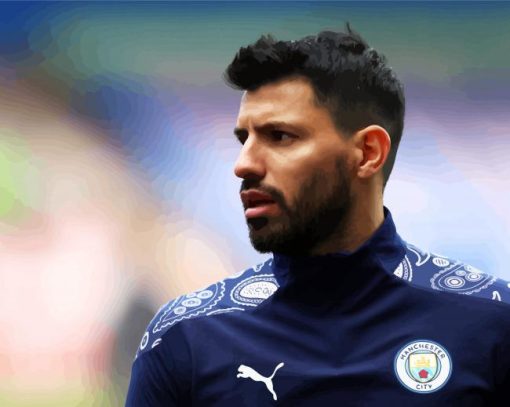 Manchester City Player Sergio Agüero paint by numbers