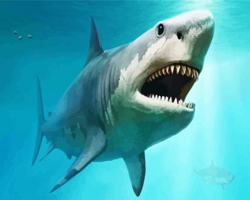 Megalodon Fish Underwater paint by numbers