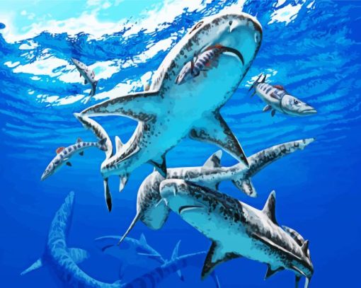 Megalodon Sharks paint by numbers