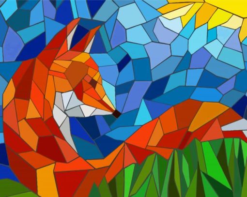 Mosaic Fox Animal Art paint by numbers