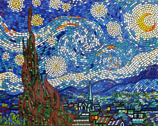 Mosaic Starry Night paint by numbers