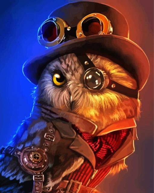 Mister Steampunk Owl paint by numbers
