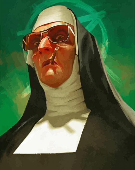 Creepy Nun Smoking paint by numbers