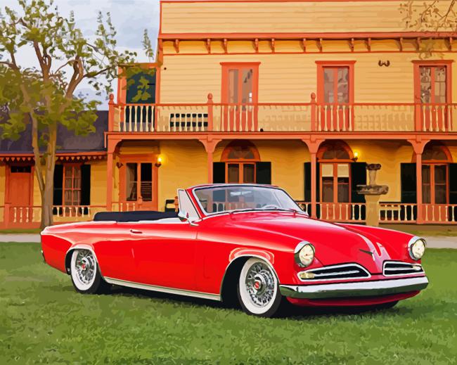 Classic Red Studebaker Car paint by numbers
