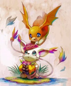 Gatomon And Patamon paint by numbers