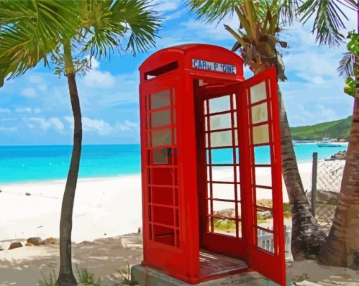 Phone Box In Antigua Beach paint by numbers