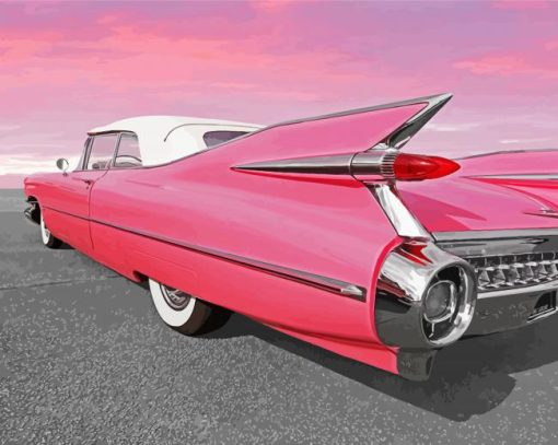 Pink Cadillac Car paint by numbers