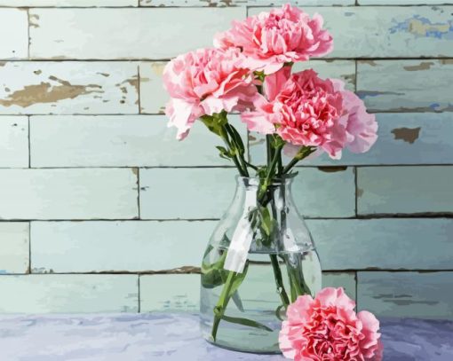 Pink Carnations In Vase paint by numbers